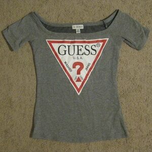 GUESS Gray Tee with Red Logo